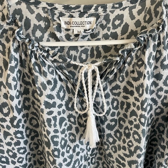Emerson Fry India Collection Bardot Top - Charcoal Leopard - Size Medium - Picture 9 of 12